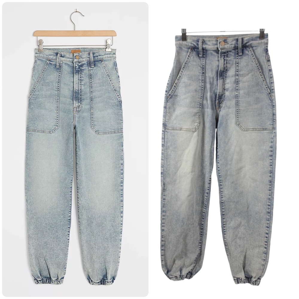 MOTHER The Wrapper Patch Springy Ankle Jogger Jeans Marrakesh Days Blue 26